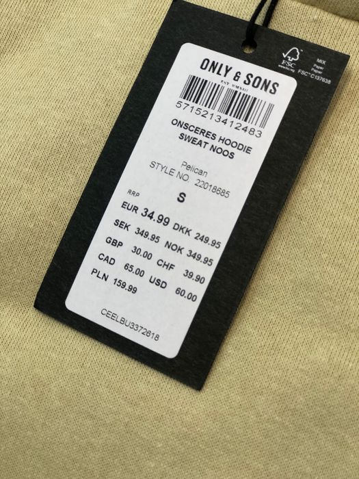 Чоловічі худі ONLI&SONS оптом сток чоловічих худі