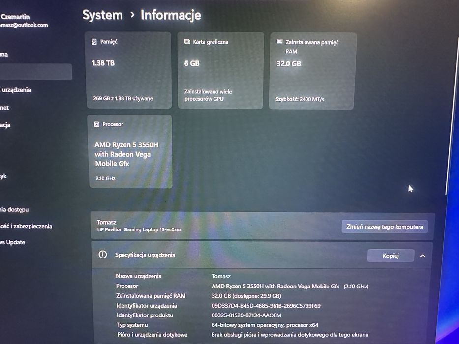 Hp Pavilon 15 gaming Latop