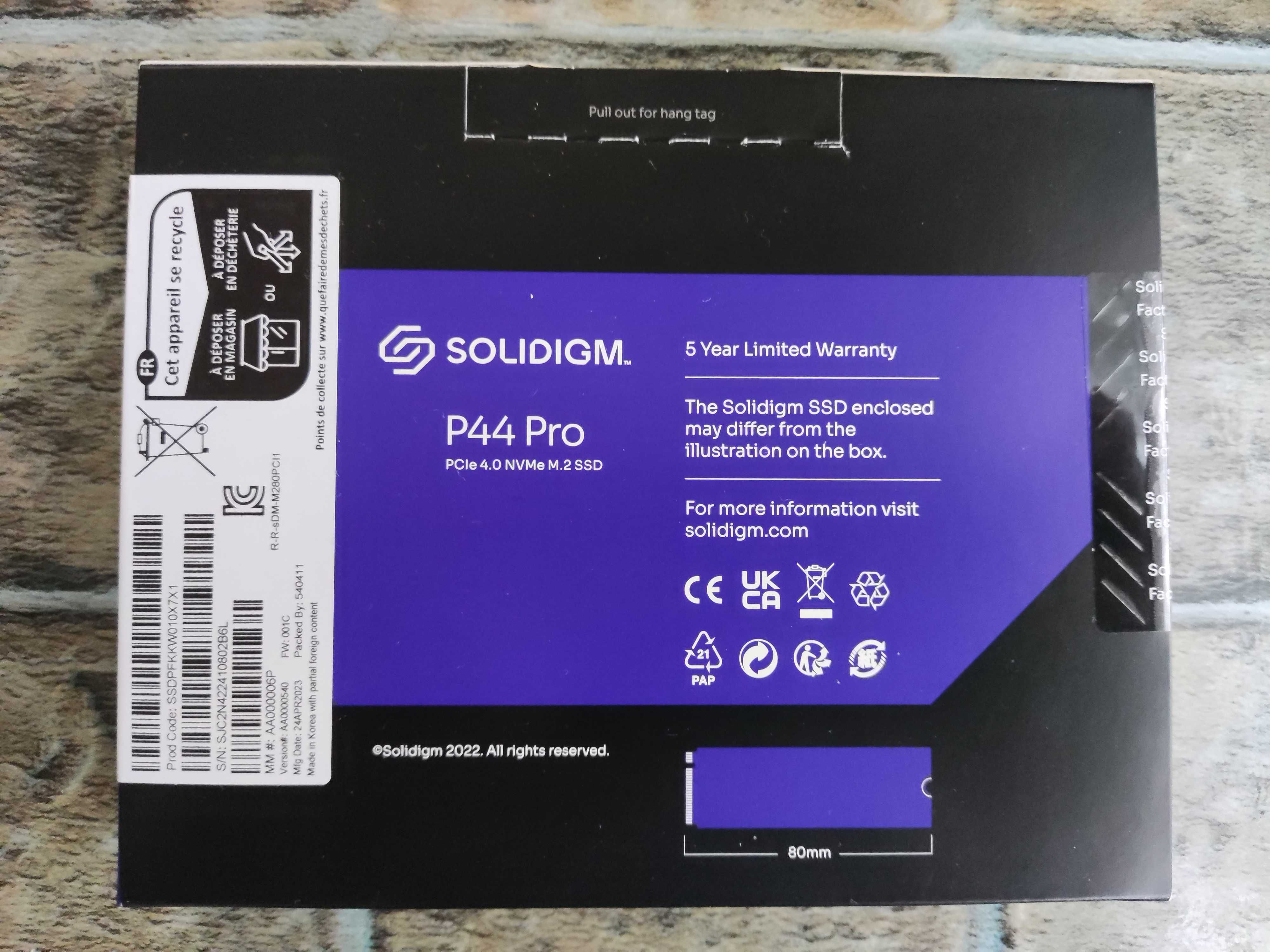 SSD Solidigm P44 Pro 1TB M.2 PCIe Gen4x4 3D TLC (SSDPFKKW010X7X1)