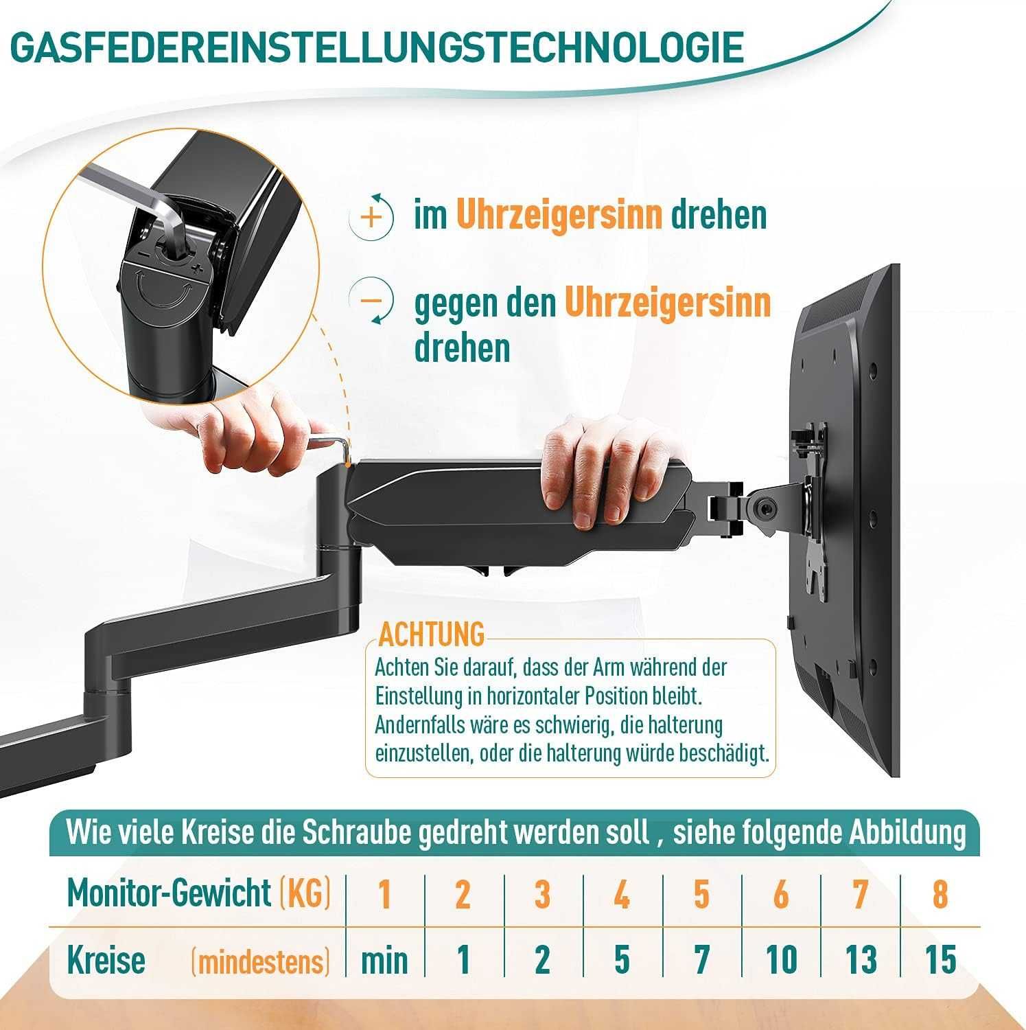 Uchwyt stojak na 3 monitory mocny sprężyna gazowa 3x 13-27", 8kg/ramię