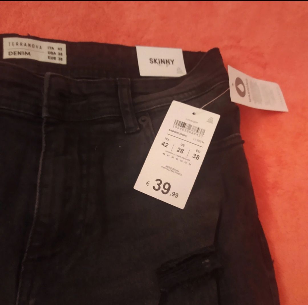 Spodnie jeansowe męskie Terranova dżinsy skinny nowy z metką denim 42