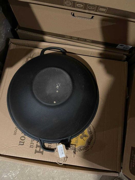 Казан 8л чавунний , Ø34см узбецький WOK, кришка скло (Т405С3)