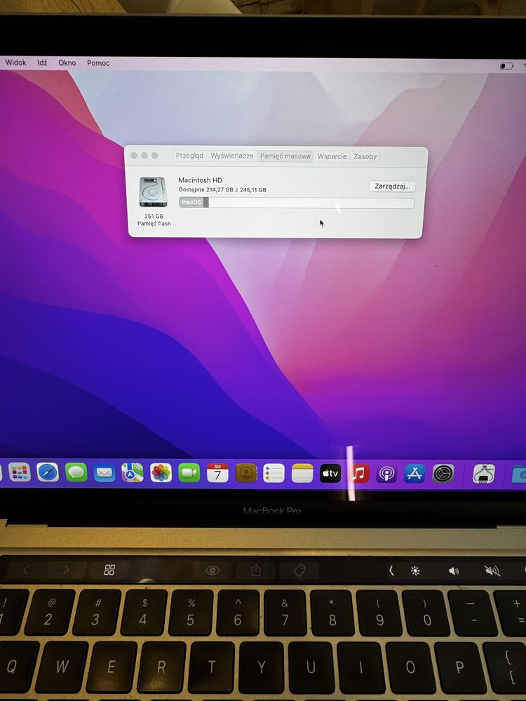 MacBook Pro 13” M1 (A2338) Stan BDB - 16GB RAM / 256GB SSD / TouchBar