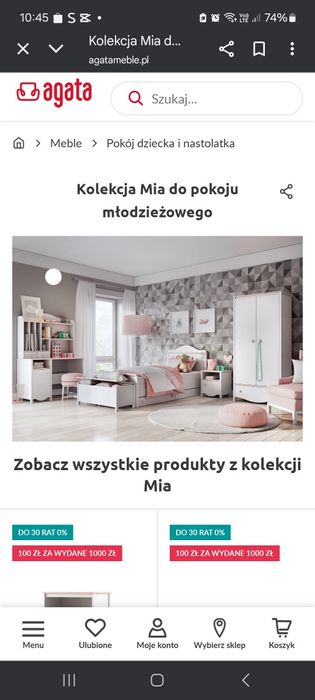 Zestaw mebli do pokoju dziecięcego Agata Meble Mia Mi