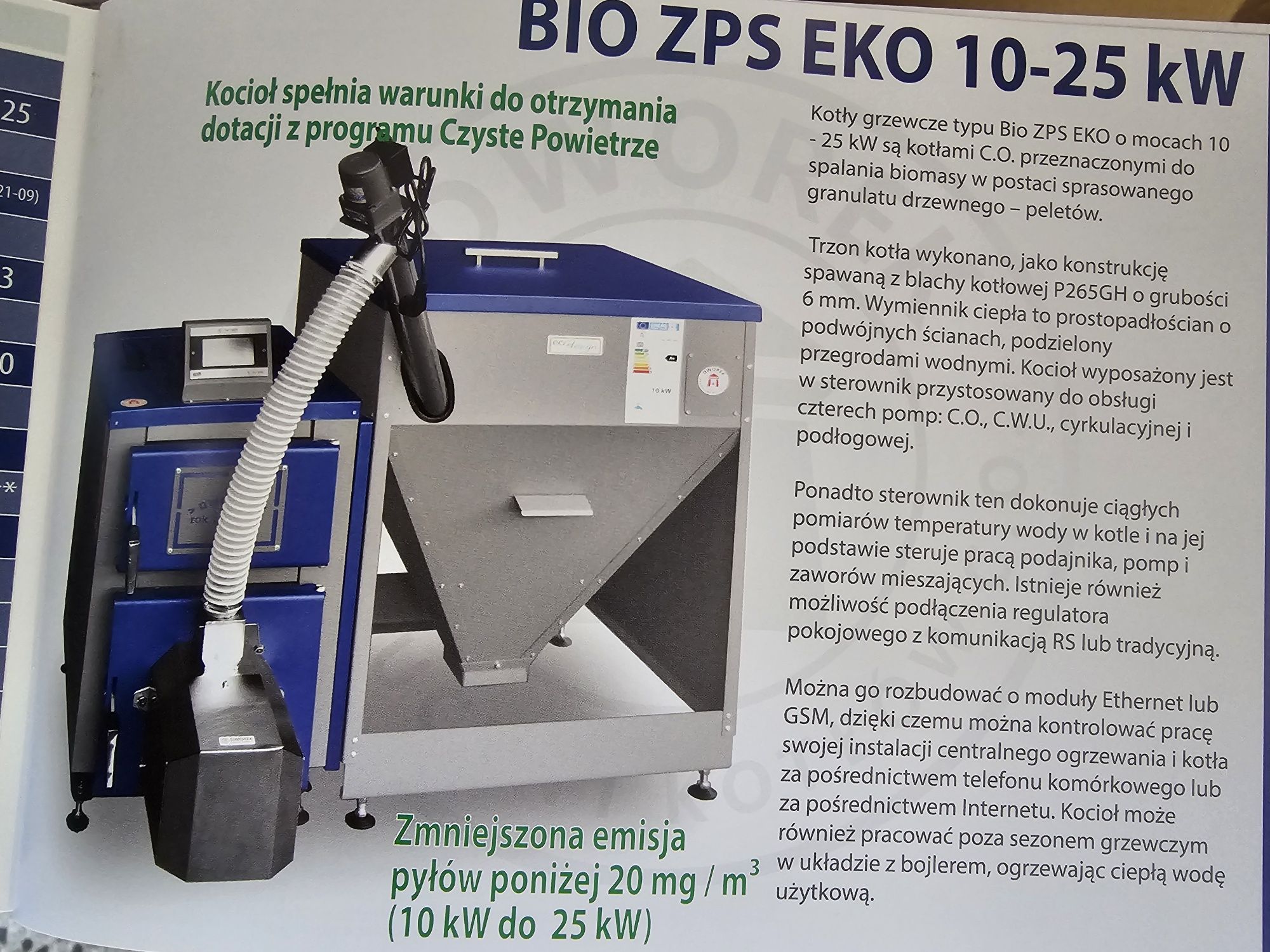 Kocioł pellet 5 klasa Dworek ZPS EKO BLUE 25KW