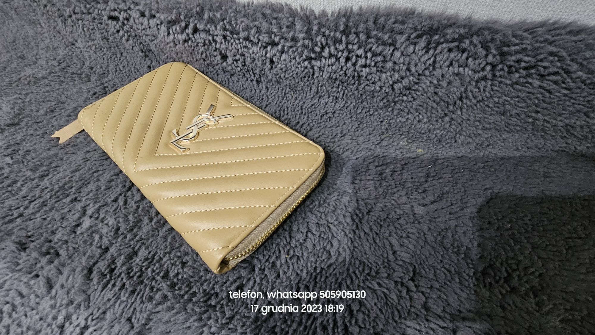 Cappuccino portfel zlote logo ysl złote logo wysoka jakość