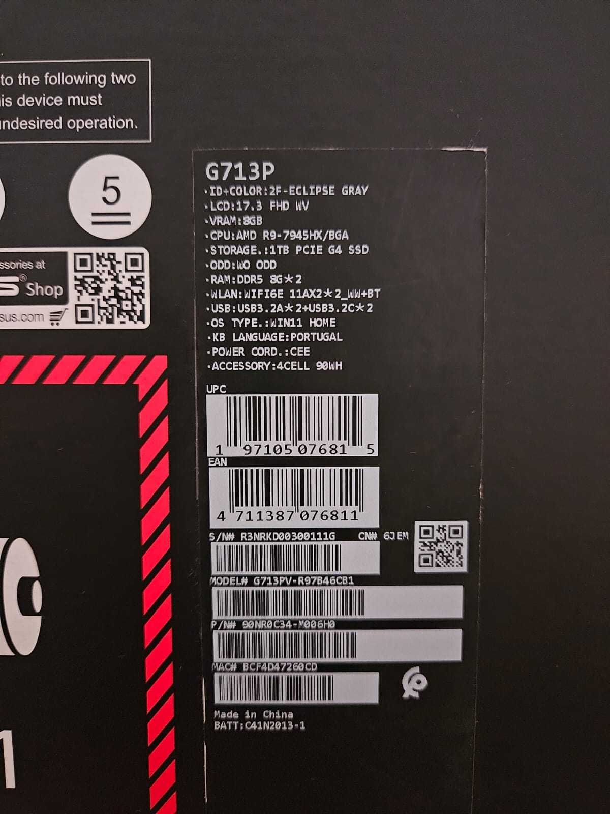Portátil Gaming ASUS ROG Strix G713P Ryzen 9 RTX 4060 1TB SSD 16GB RAM