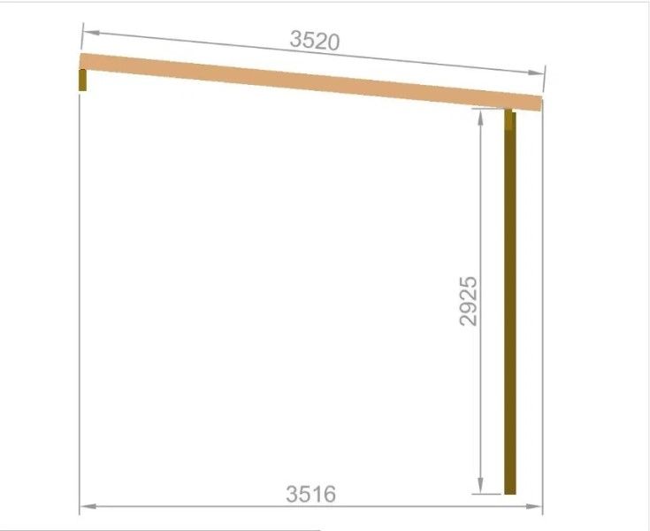 Wiata przyścienna garażowa drewniana 350 x 600 cm