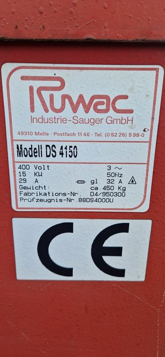 Odkurzacz przemysłowy RUWAC DS 4150 15kw