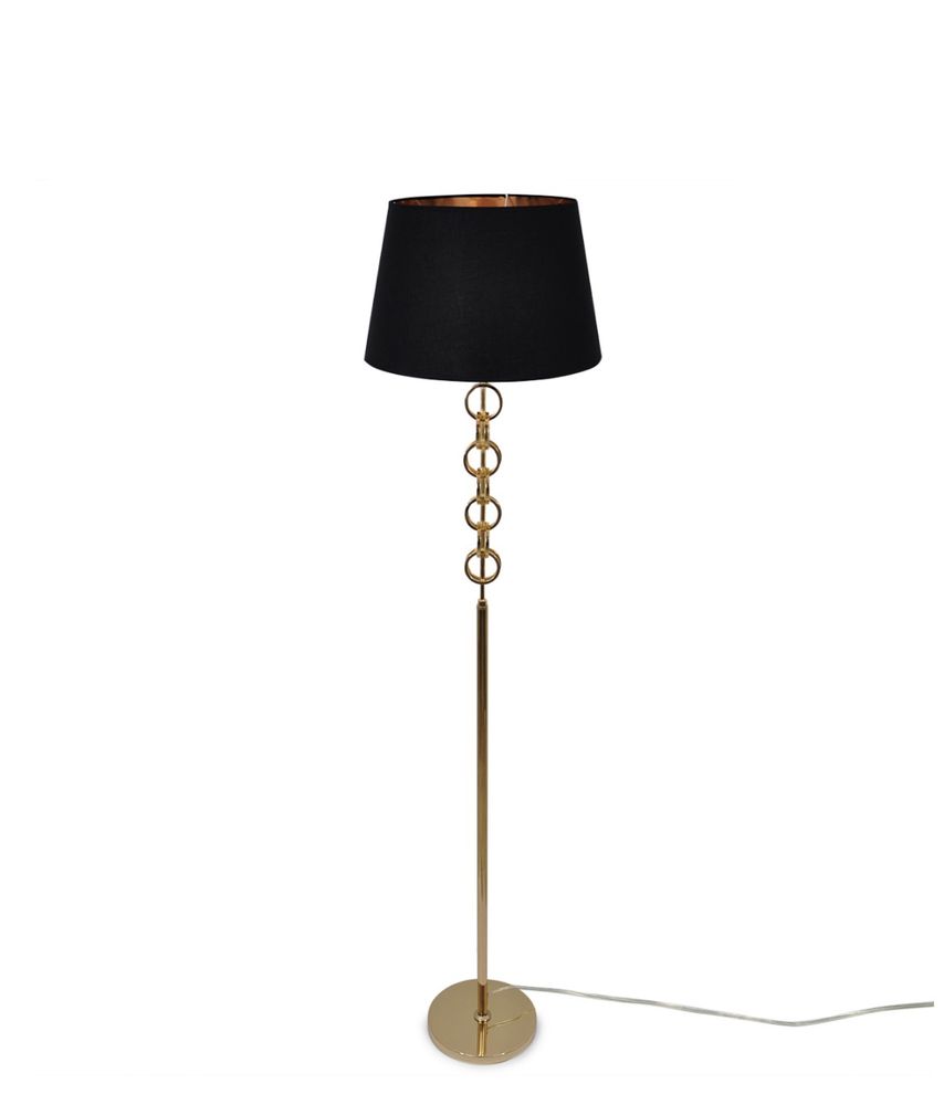 Glamour lampa stojąca czarno złota do salonu