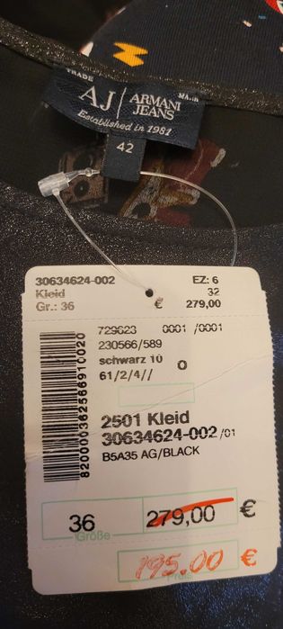 Czarna elegancka sukienka wizytowa Armani Jeans, roz 36