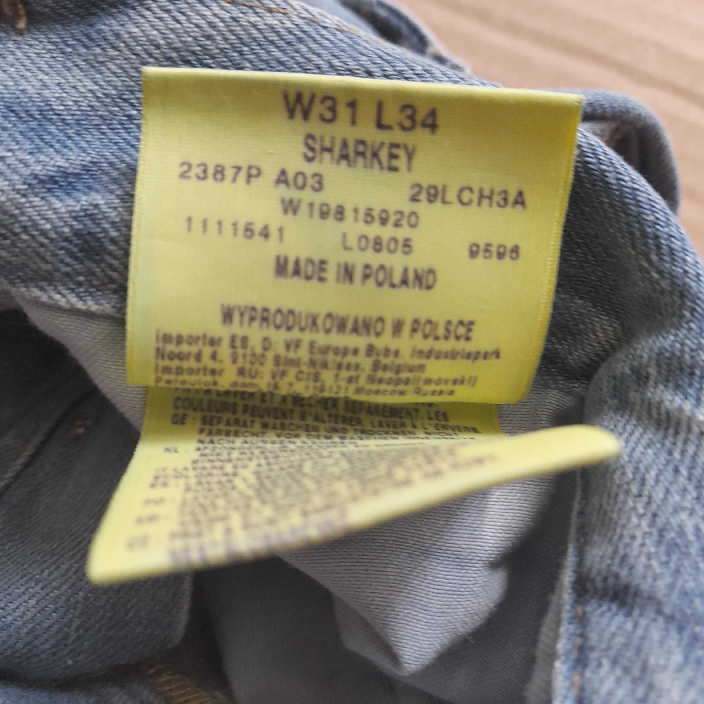 Wrangler Sharkey efekt smoke i przetarć  męskie spodnie 31/32*34 Large