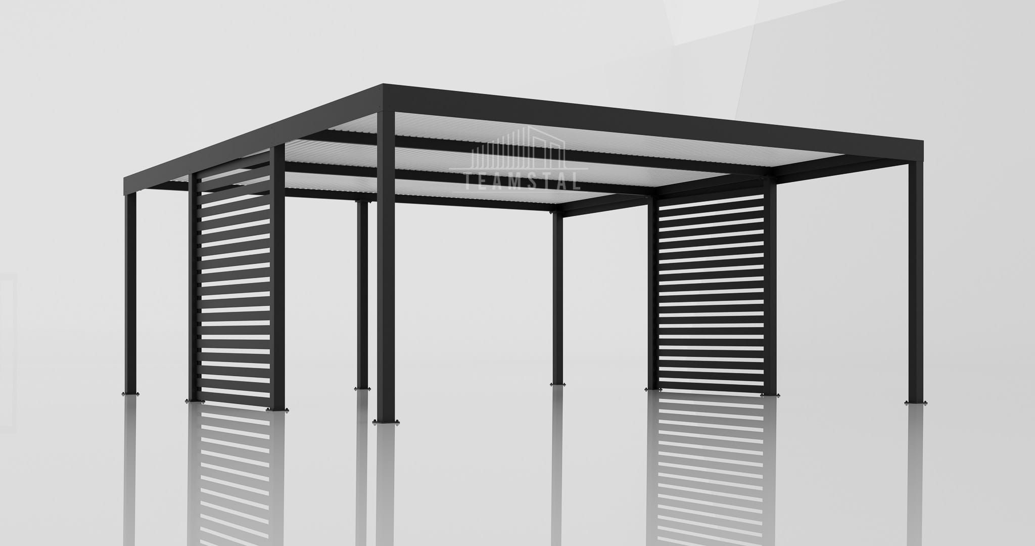 CarPort PREMIUM - Wiata samochodowa 6x5 Antracyt Zabudowa - TS1036