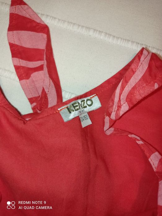 Vestido de menina KENZO  motivos geométricos em tons de vermelho