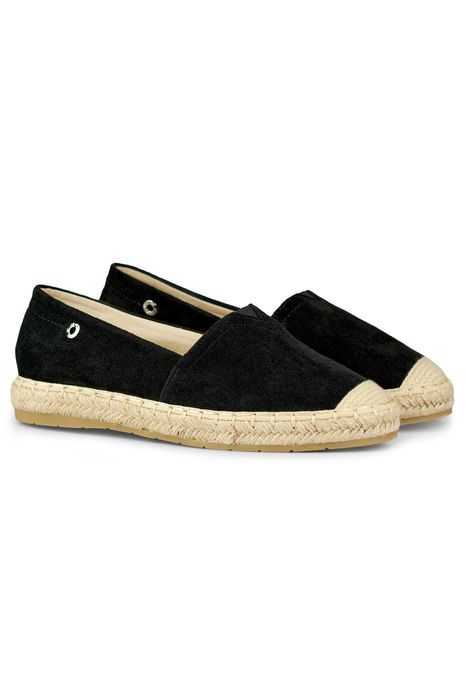 Zamszowe Czarne Espadryle Damskie