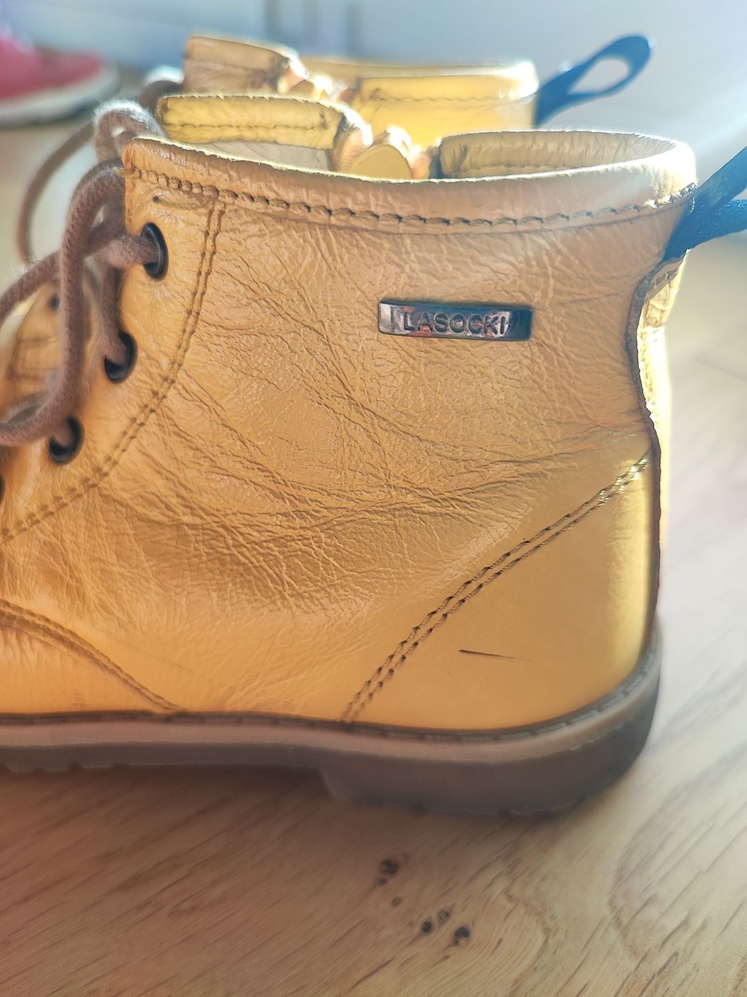 Buty Botki Lasocki dziewczęce chłopięce unisex żółte 26 17 cm