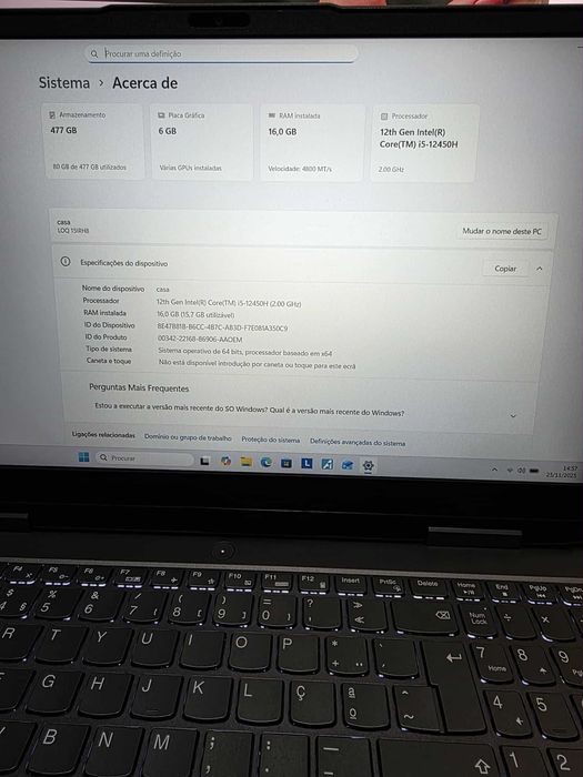 Lenovo LOQ 15IRH8/i5-12450H/16GB Ram/512GB SSD/RTX 4060/15" 144Hz