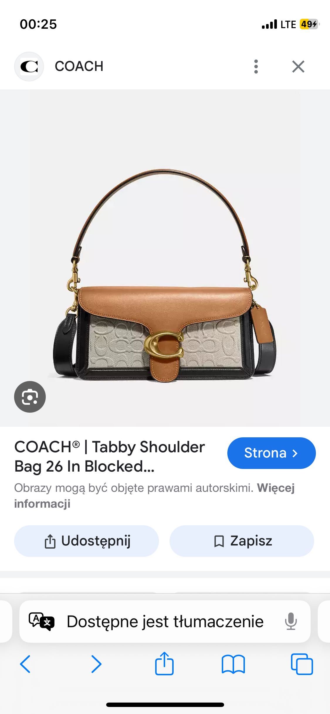 Coach tabby torebka oryginal