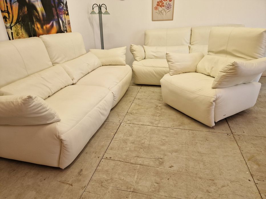 Piękny nowoczesny komplet wypoczynkowy skóra naturalna/relax /Koinor