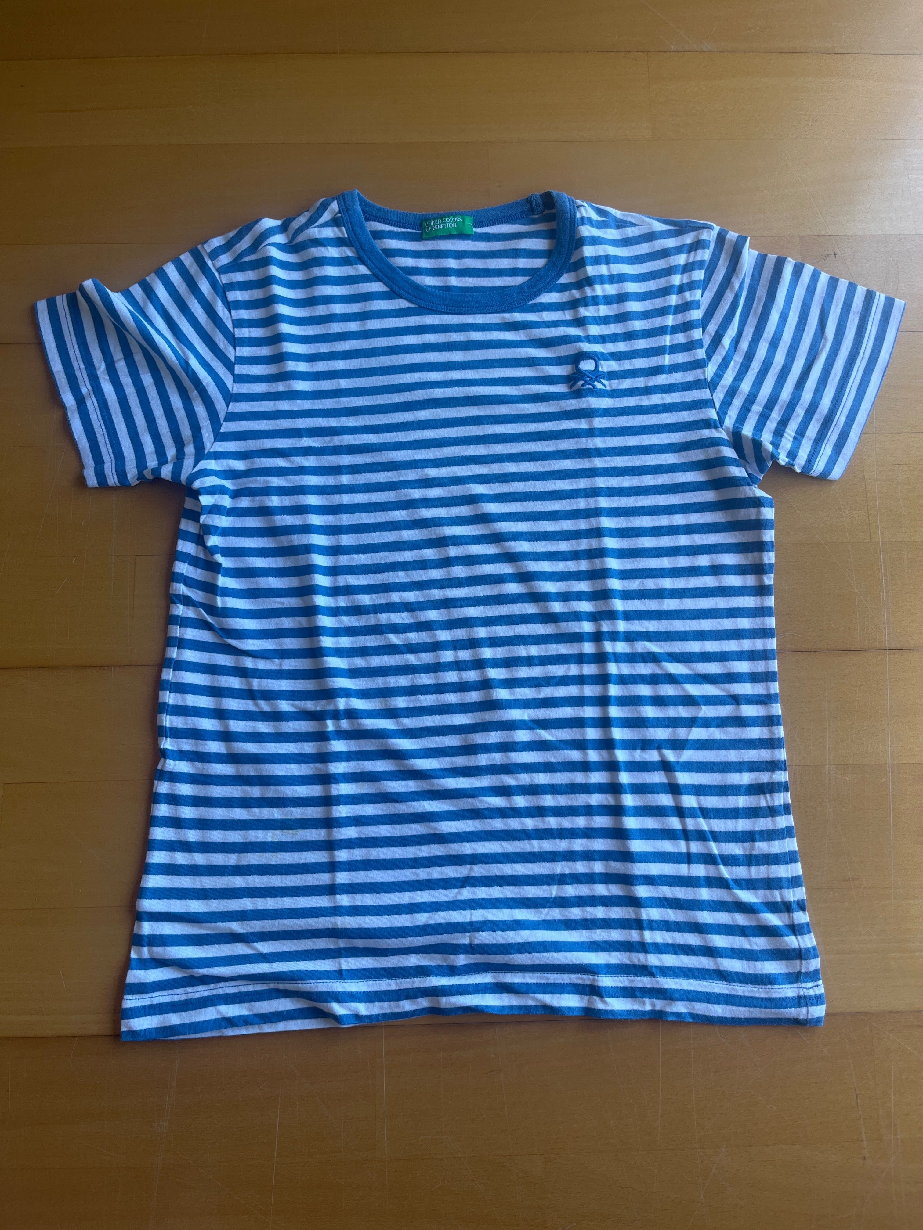 T-Shirt Às Riscas Brancas E Azuis BENNETON Rapaz