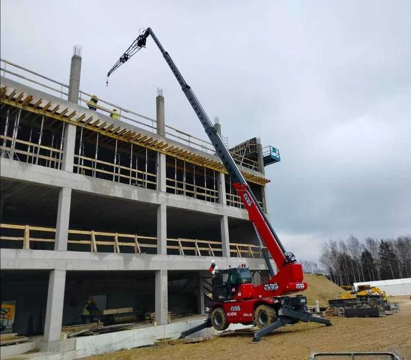 Usługi dźwigowe ładowarką obrotową Magni RTH 10.37 10Ton 37m wys.