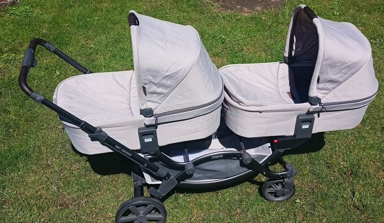 Wózek bliżniaczy ABC Design Zoom wraz z fotelikami Cybex Aton