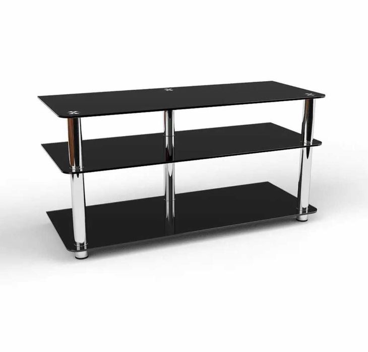 Тумба столик під телевізор скляна чорна