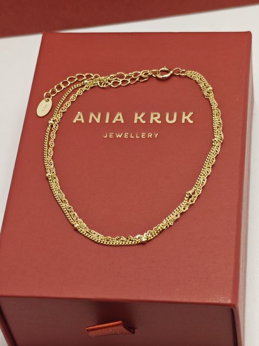 Bransoletka srebrna pozłacana 925 dwa łańcuszki