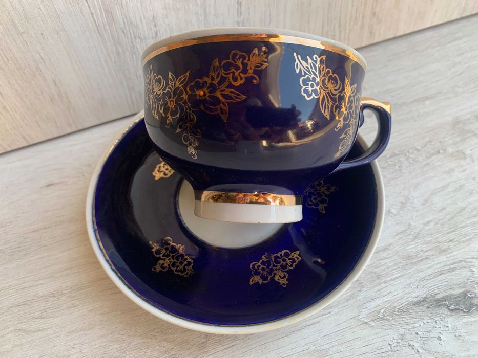 Кобальт чашка блюдце сервиз заварник сахарница посуда Довбышский завод