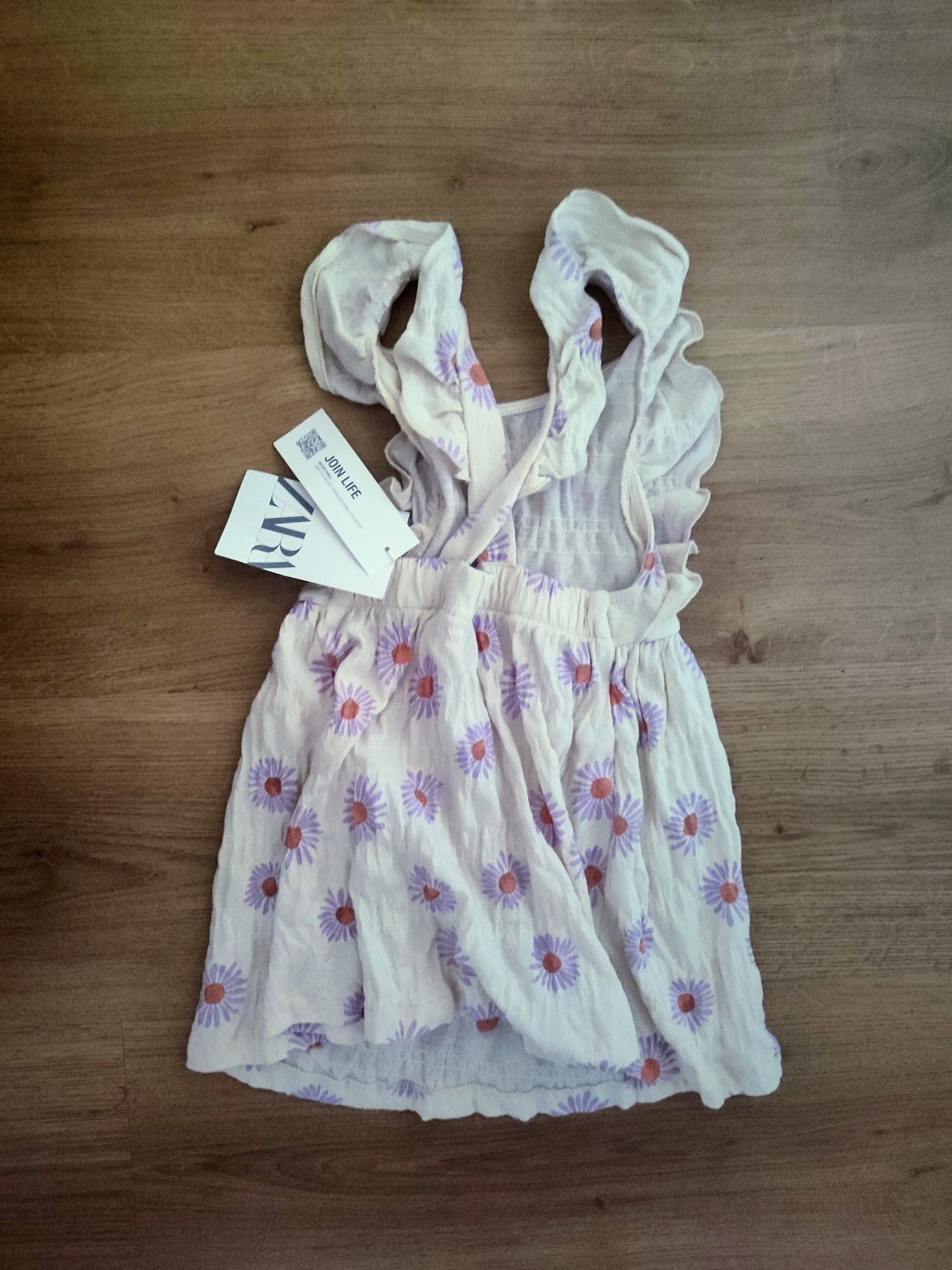 Sukienka na szelkach w kwiatki, Zara 98 NOWA