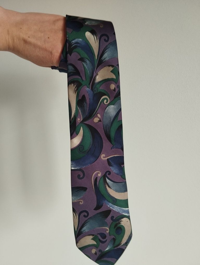 Krawat jedwabny 100% silk kolorowy, lila 9cm Da Vinci