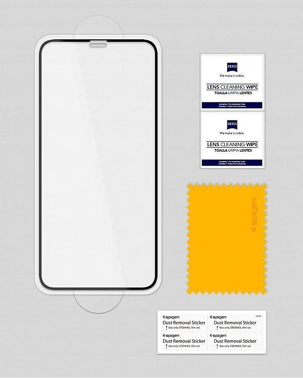 Szkło hartowane Spigen Glass FC z czarną ramką na iPhone X / XS / 11 P