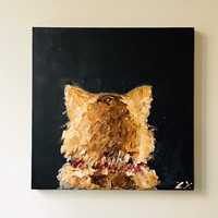 Картина Акита-ину, холст, акрил, собака, лофт, интерьер.