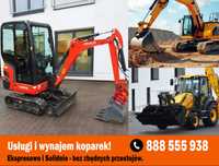 Wynajem minikoparki, koparki, koparko-ładowarki z operatorem