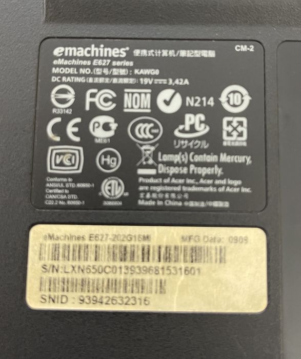 Ноутбук eMachines E627 series