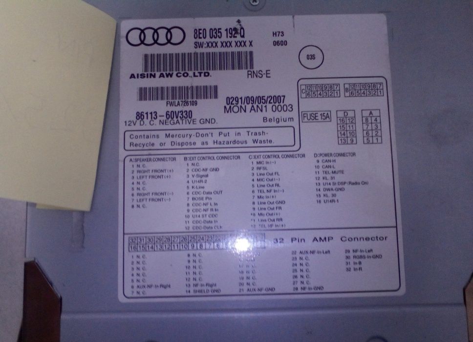 Audi A4 B6 B7 radio 2 DIN nawigacja RNS-E z kodem MONTAŻ!!!