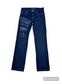 Spodnie jeansy z nadrukiem granatowe S 36 kosmo vintage y2k