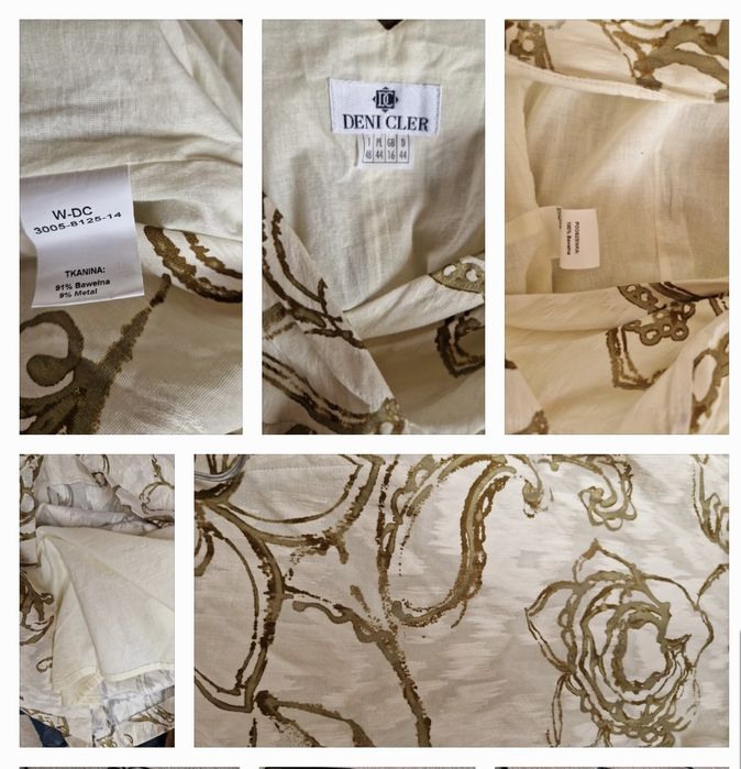 Wizytowa  szykowna SUKIENKA Deni Cler 44 bawelna ecru kremowa jak nowa