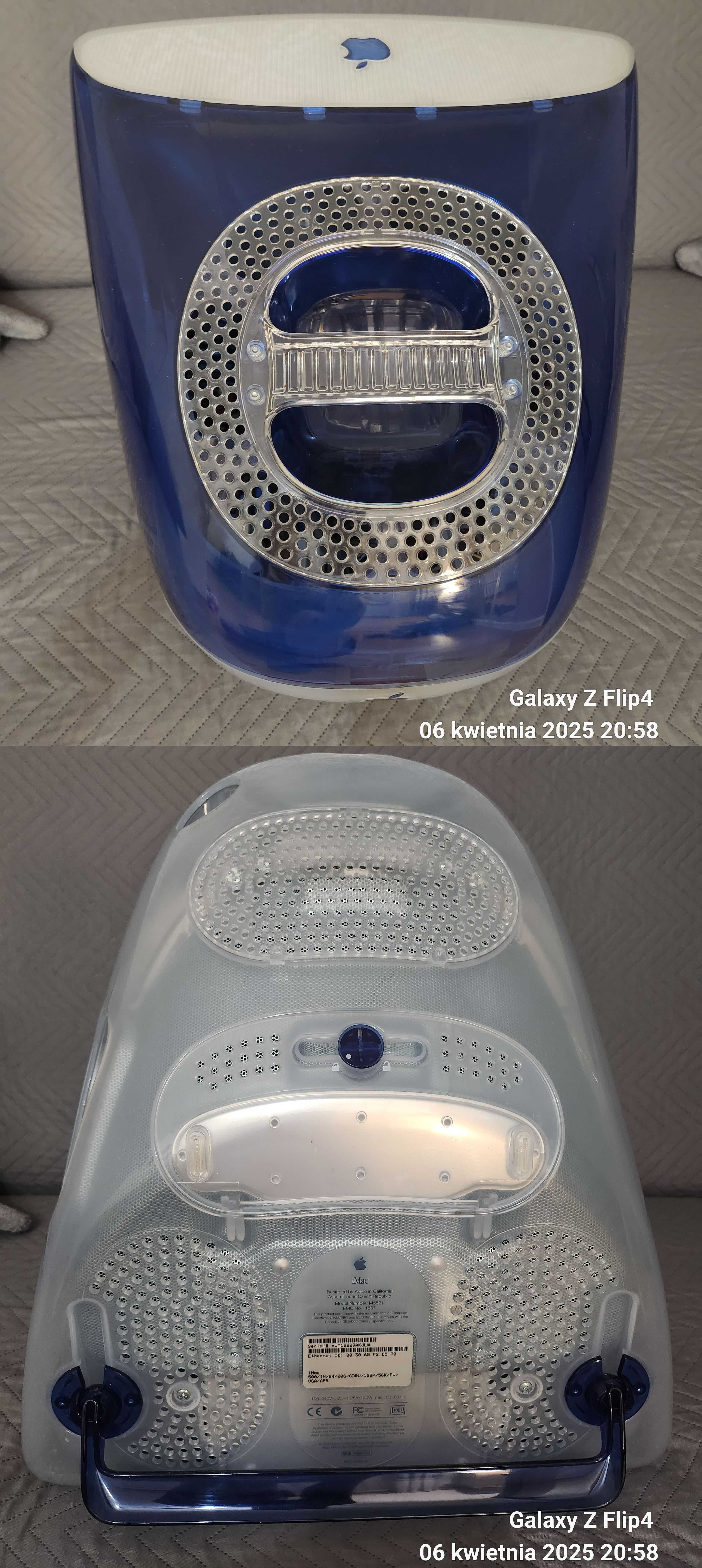 Stary retro komputer Apple iMac G3 Indigo Blue Mac Os 10 Power Pc