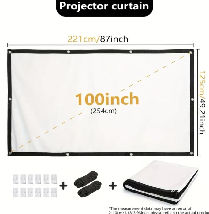 Экран полотно для проэктора 100 дюймов/ 60 дюймов