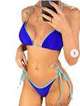 Strój Kąpielowy BIKINI Stringi SEXY Dwuczęściowy Neon Wiązane - M
