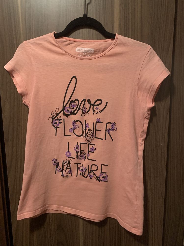 Piękna bluzeczka, koszulka in extenso, pudrowy róż