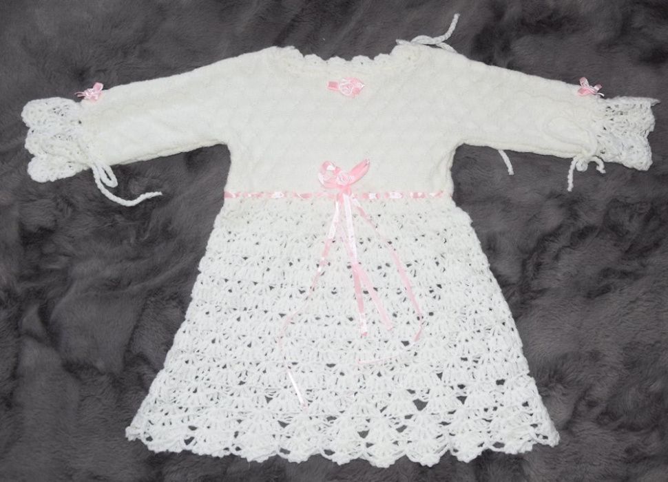 Sukienka i sweterek na chrzest dla dziewczynki 2-6 miesięcy