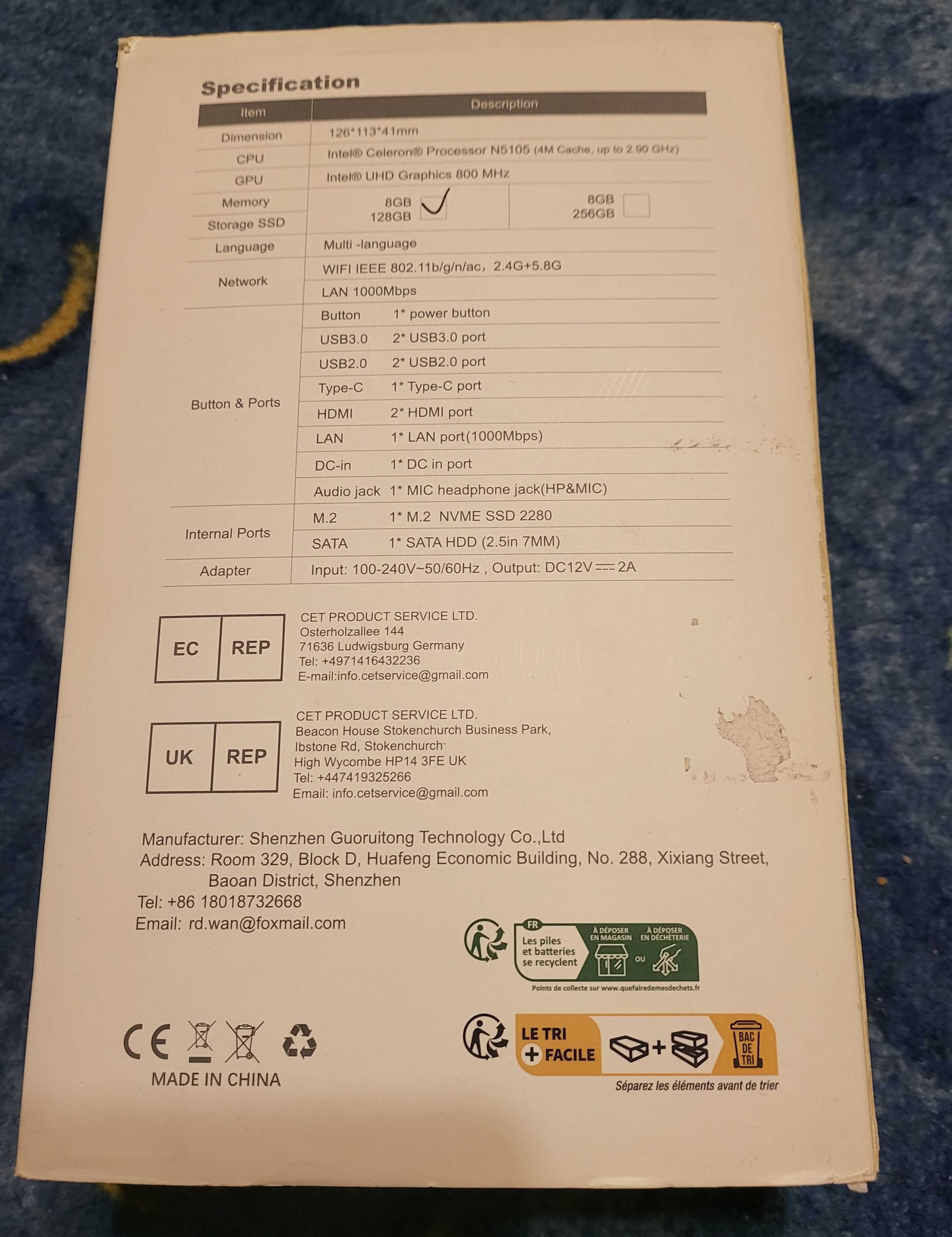 mini pc cpu N5105 / 16 GB ram /128 GB dysk