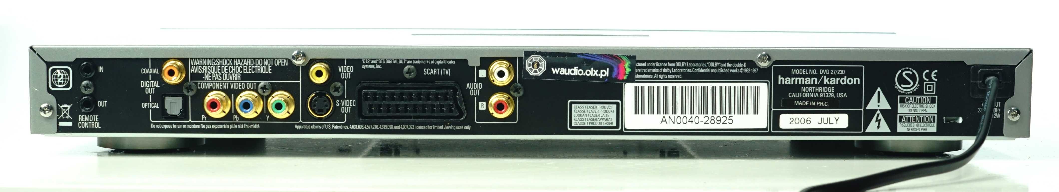 Odtwarzacz DVD Harman Kardon H/K DVD 27 MP3 CD WMA