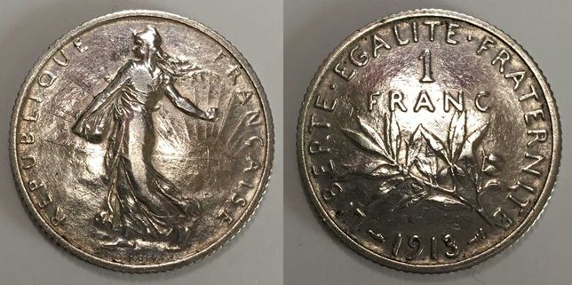 Francja 1 Frank 1913 "III Republika" srebro
