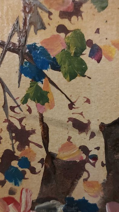 Obraz Shoo-Ching Wan – kwiaty, 26×22 cm, sygnowany