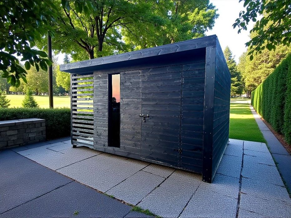 Nowoczesny Domek Narzędziowy z drewutnią WORKER PLUS 3x4