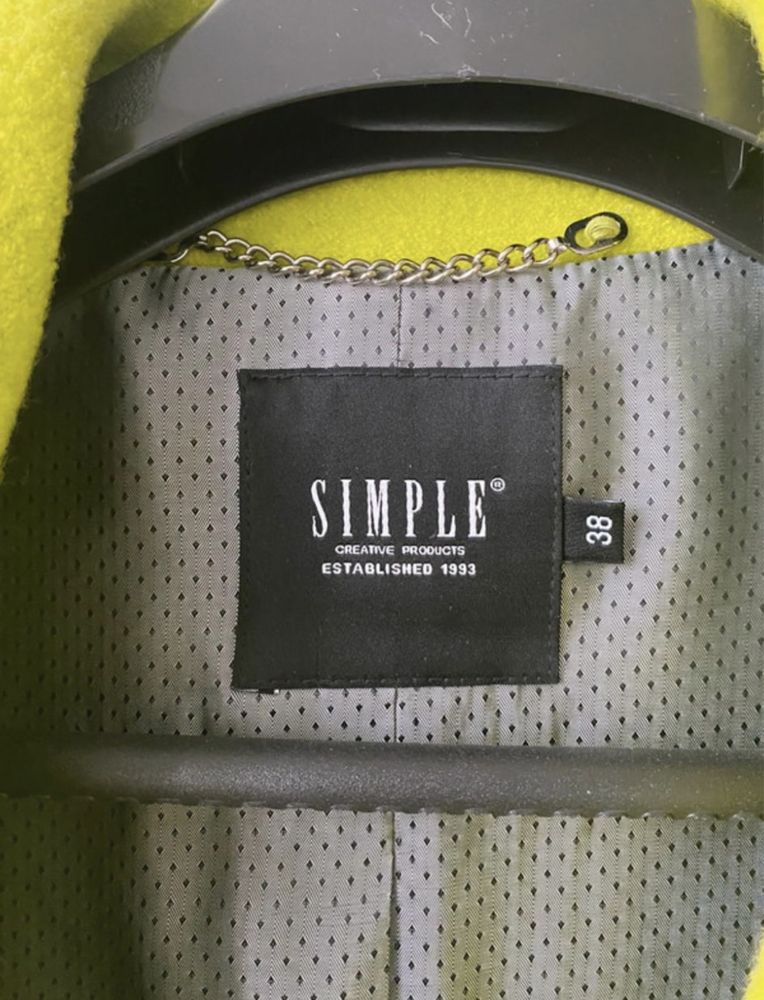 Wełniany płaszcz Simple Lime Green