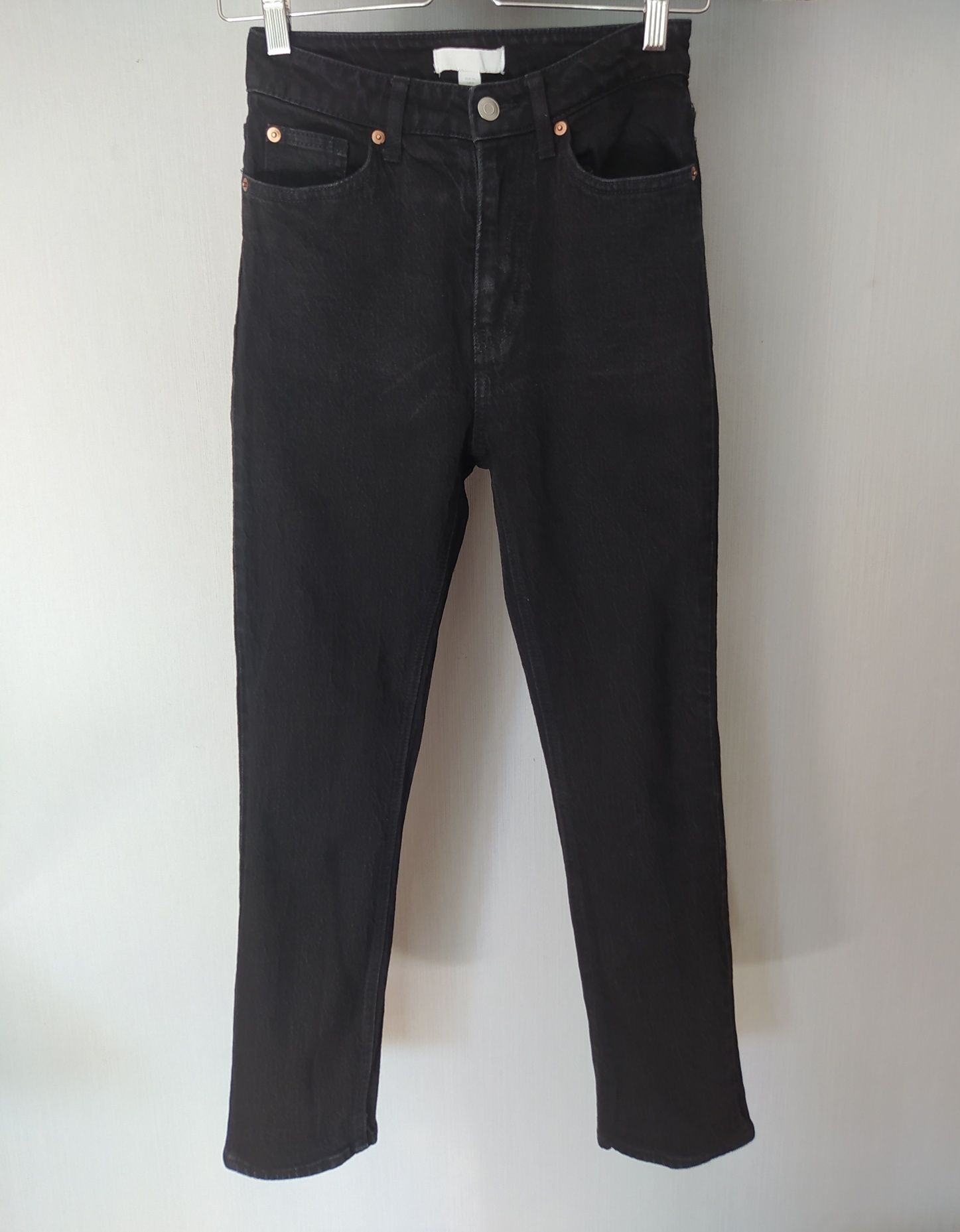 H&M jeansy czarne high waist ankle S wysoki stan